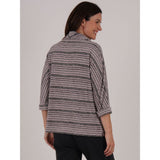 TIGI Stripe Panel Cut Cowl Neck Top - Rose