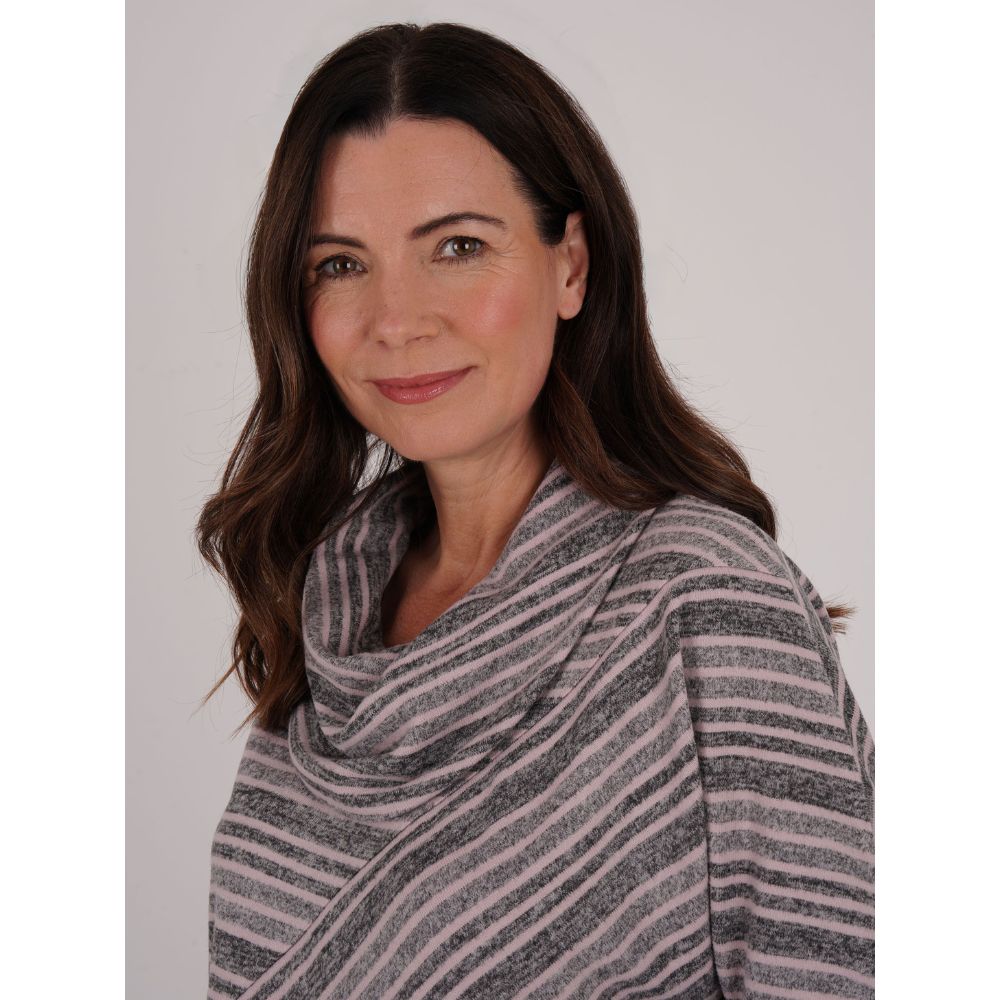 TIGI Stripe Panel Cut Cowl Neck Top - Rose