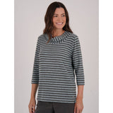 TIGI Yarn Stripe Drape Cowl Neck Top - Mint