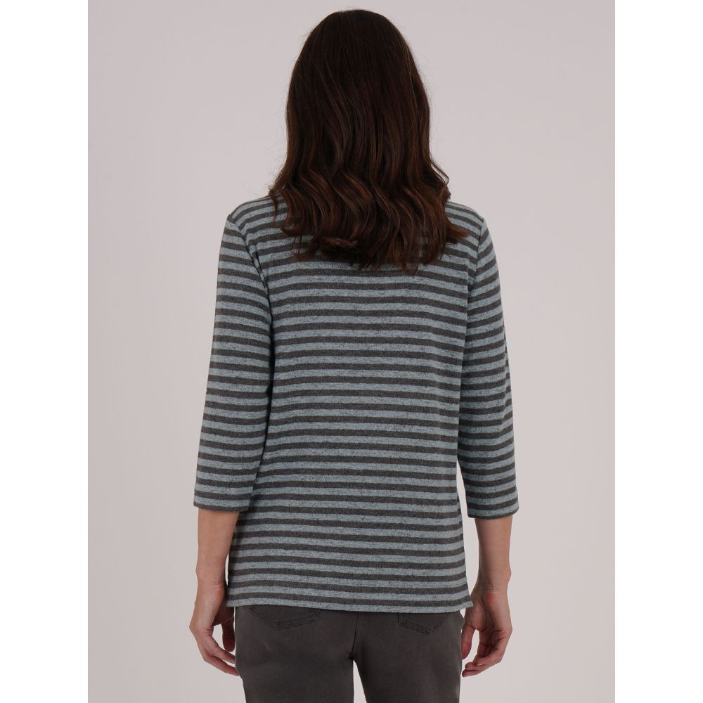 TIGI Yarn Stripe Drape Cowl Neck Top - Mint