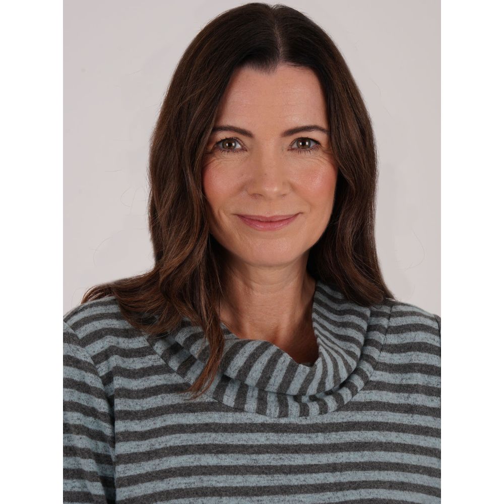 TIGI Yarn Stripe Drape Cowl Neck Top - Mint