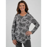 TIGI Asymmetric Button Floral Top - Grey