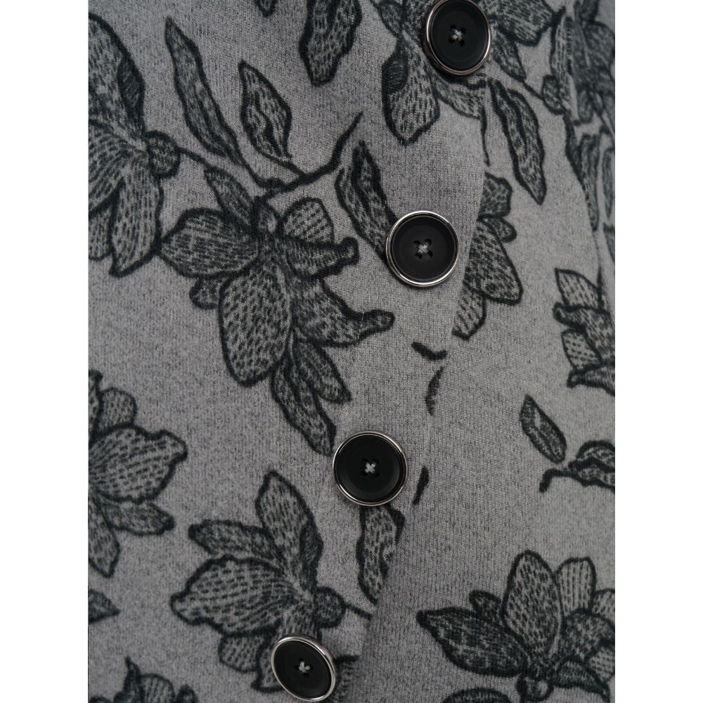 TIGI Asymmetric Button Floral Top - Grey