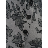 TIGI Asymmetric Button Floral Top - Grey