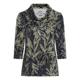 TIGI Dark Jungle Leaf Print Top - Charcoal