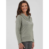 TIGI Diamante Flowers Cowl Neck Top - Basil Green