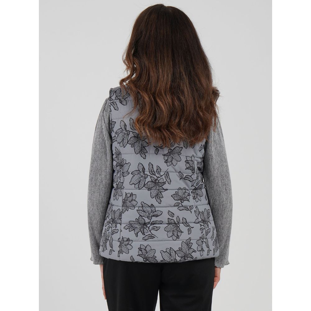 TIGI Floral Padded Gilet - Grey
