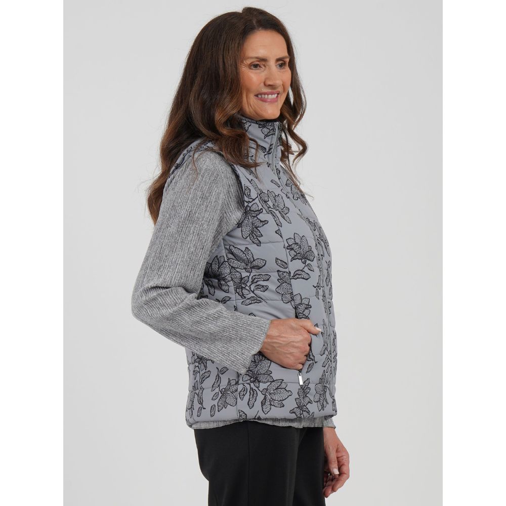TIGI Floral Padded Gilet - Grey