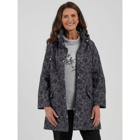 TIGI Floral Print Coat - Charcoal