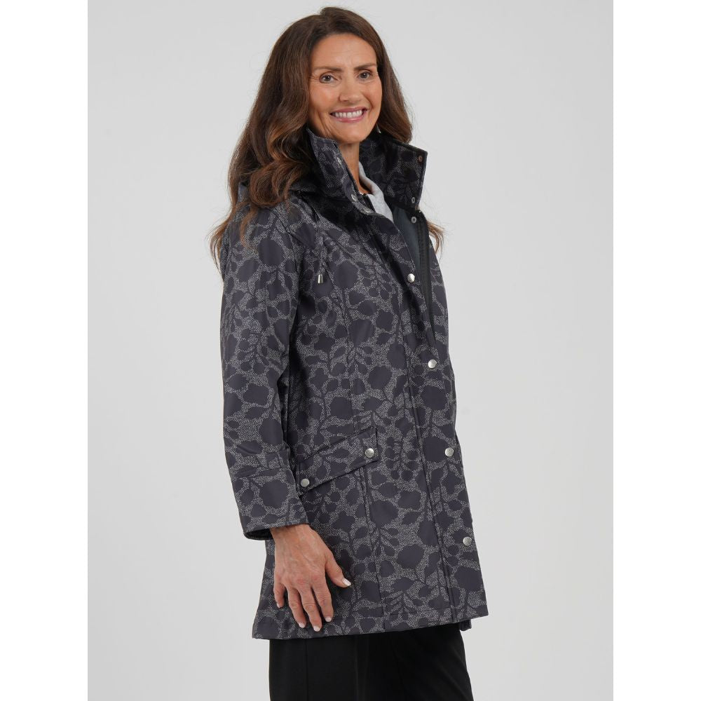 TIGI Floral Print Coat - Charcoal