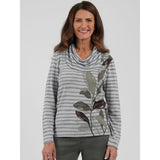 TIGI Leaf & Stripes Long Sleeved Top - Grey
