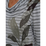 TIGI Leaf & Stripes Long Sleeved Top - Grey
