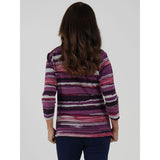 TIGI Painted Stripe Soft Square Neck Top - Pink