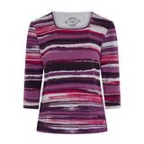 TIGI Painted Stripe Soft Square Neck Top - Pink