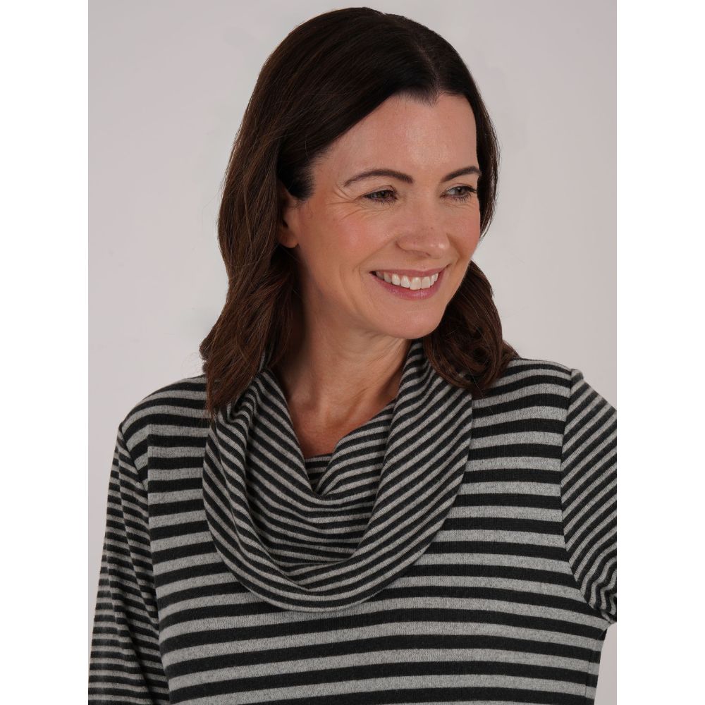 TIGI Contrast Stripe Tunic Long Sleeve Top - Mint Green