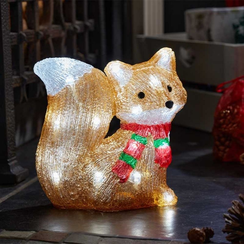 Three Kings 19cm Cool White LED InLit Ice Fox