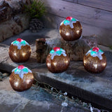 Three Kings 8.5cm LED Inlit Ice Christmas Puds - Set Of 5