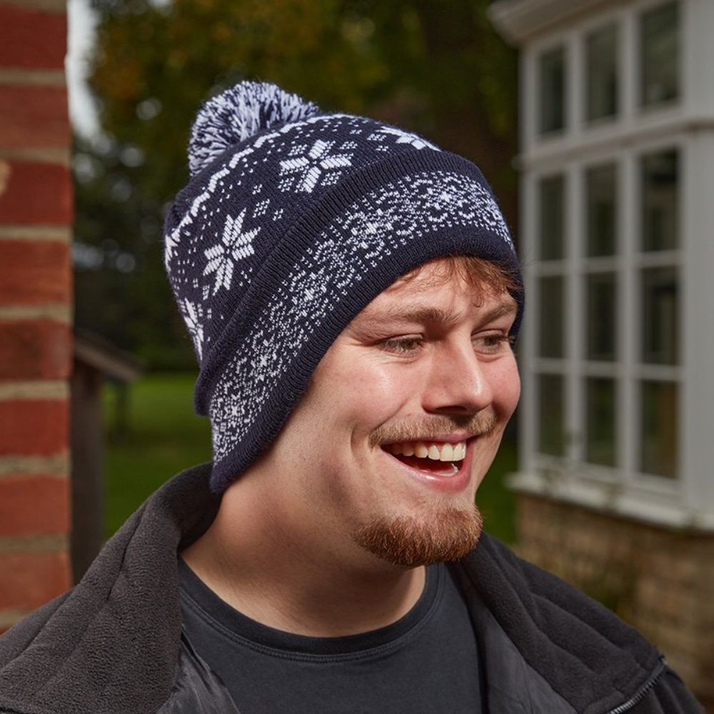 Three Kings Festive Fairisle Luxury Beanie - Navy