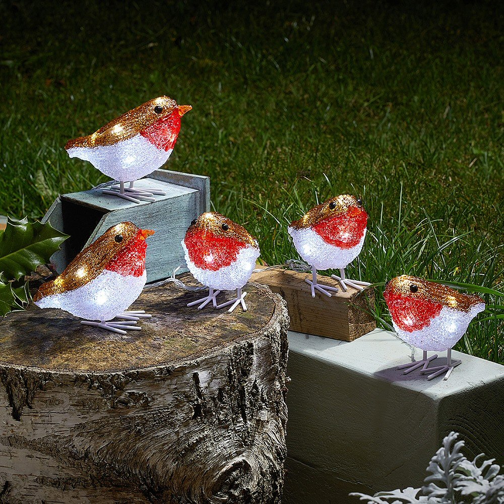 Three Kings Set of 5 LED Acrylic Robins