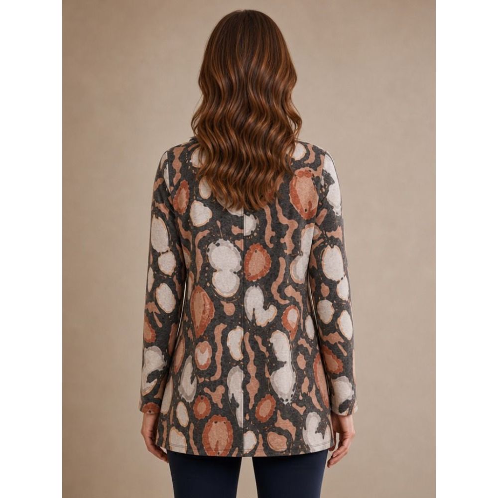 Tigi Abstract Leaf Tunic Top - Grey/Orange