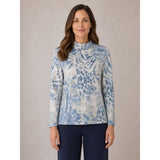 Tigi Abstract Print Roll-Neck Top - Blue