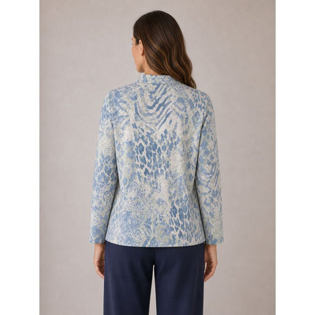 Tigi Abstract Print Roll-Neck Top - Blue