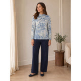 Tigi Abstract Print Roll-Neck Top - Blue