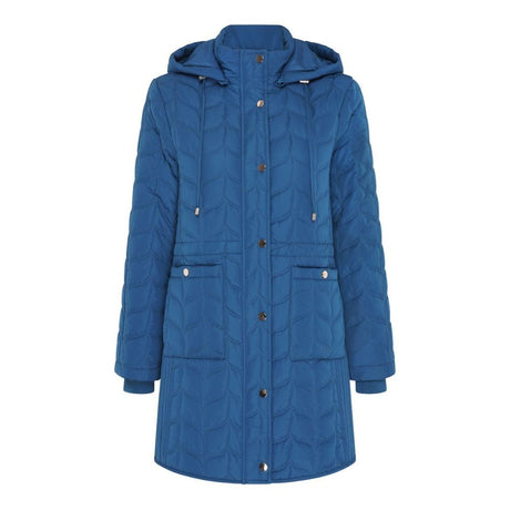 Tigi Cerulean Hooded Quilted Long Coat - Blue