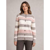 Tigi Yarn Dye Stripe Button Up Cardigan - Cream/Pink