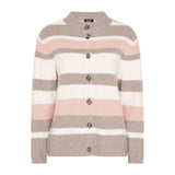 Tigi Yarn Dye Stripe Button Up Cardigan - Cream/Pink