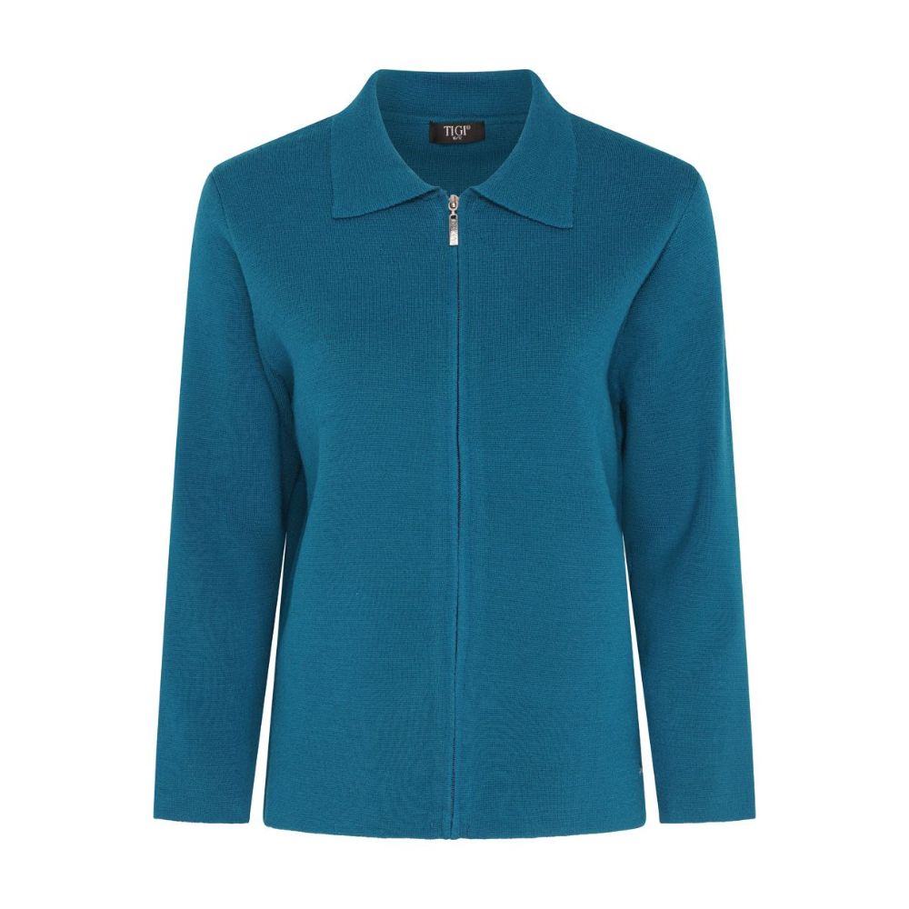 Tigi Collared Zip Detail Cardigan - Blue