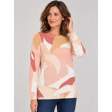 Tigi Crew Neck Abstract Print Jumper - Cream/Pink
