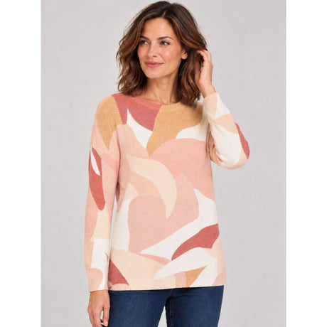 Tigi Crew Neck Abstract Print Jumper - Cream/Pink