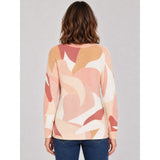 Tigi Crew Neck Abstract Print Jumper - Cream/Pink
