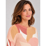 Tigi Crew Neck Abstract Print Jumper - Cream/Pink