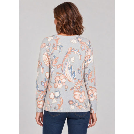 Tigi Crew Neck Floral Squiggle Jumper - Light Blue