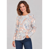 Tigi Crew Neck Floral Squiggle Jumper - Light Blue