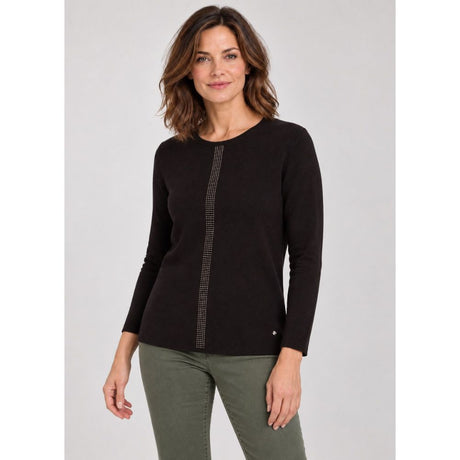 Tigi Embellished Dimante Crew Neck Top - Black