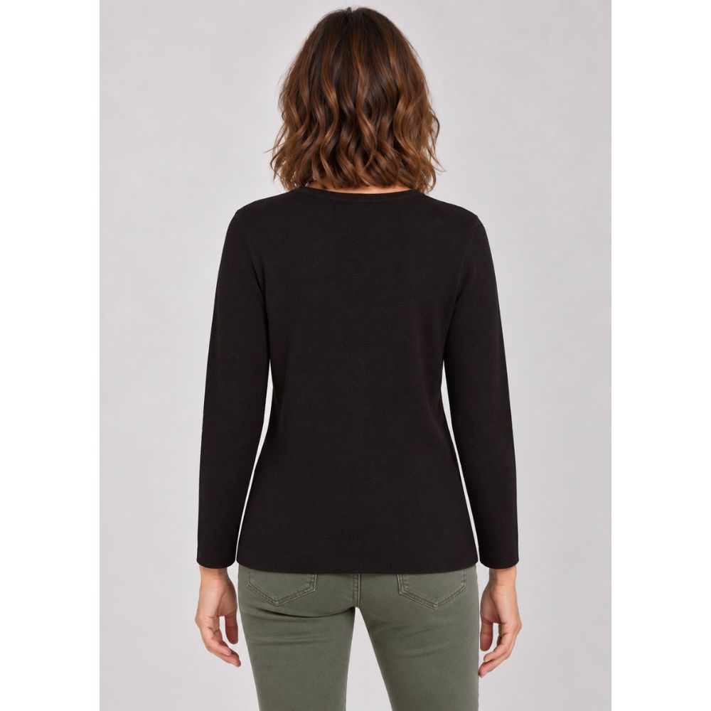 Tigi Embellished Dimante Crew Neck Top - Black