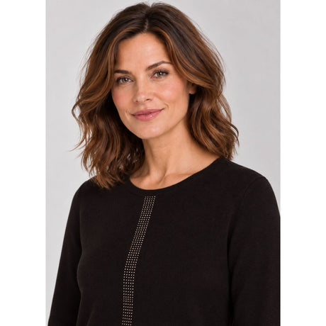 Tigi Embellished Dimante Crew Neck Top - Black
