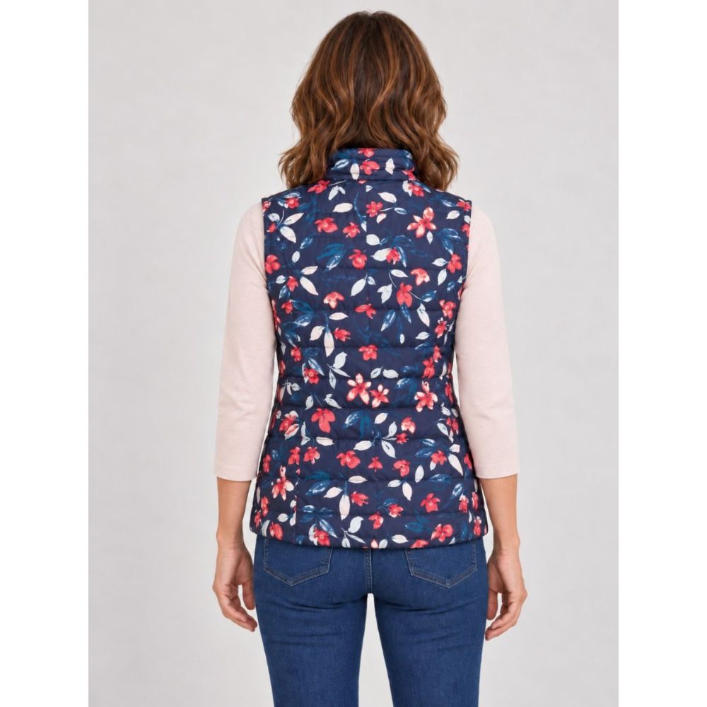 Tigi Floral Padded Zip Gilet - Navy/Pink