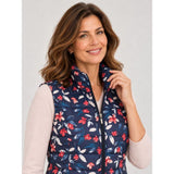 Tigi Floral Padded Zip Gilet - Navy/Pink