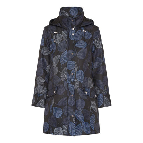 Tigi Leaf Print Long Coat - Blue
