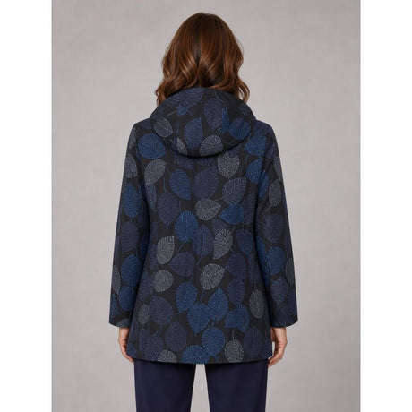 Tigi Leaf Print Long Coat - Blue