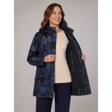 Tigi Leaf Print Long Coat - Blue