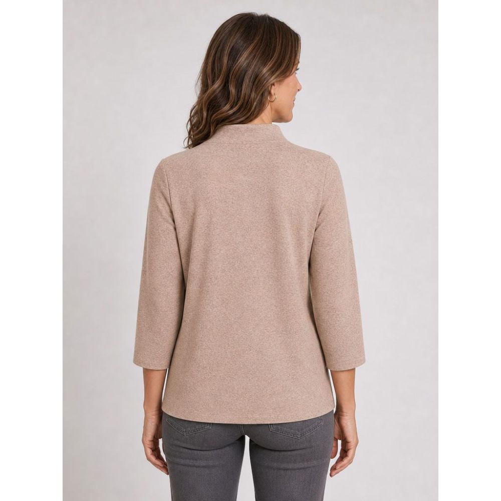 Tigi Lines Split Cowl Neck Top - Almond