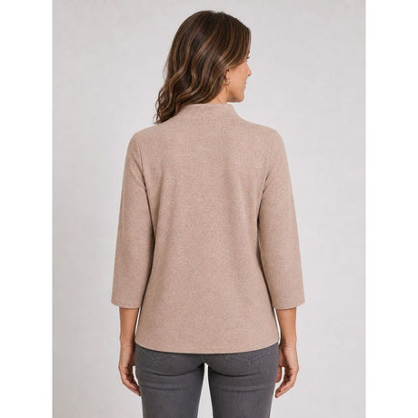 Tigi Lines Split Cowl Neck Top - Almond