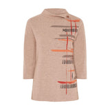 Tigi Lines Split Cowl Neck Top - Almond