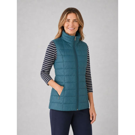Tigi Padded Embossed Leaf Zip Gilet - Turquoise