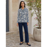 Tigi Patchwork Floral Cowl Neck Top - Blue